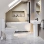 Black Freestanding Right Hand Shower Bath Suite with Toilet and Basin - Amaro