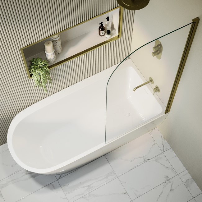 Brass Freestanding Right Hand Shower Bath Suite with Toilet and Basin - Amaro