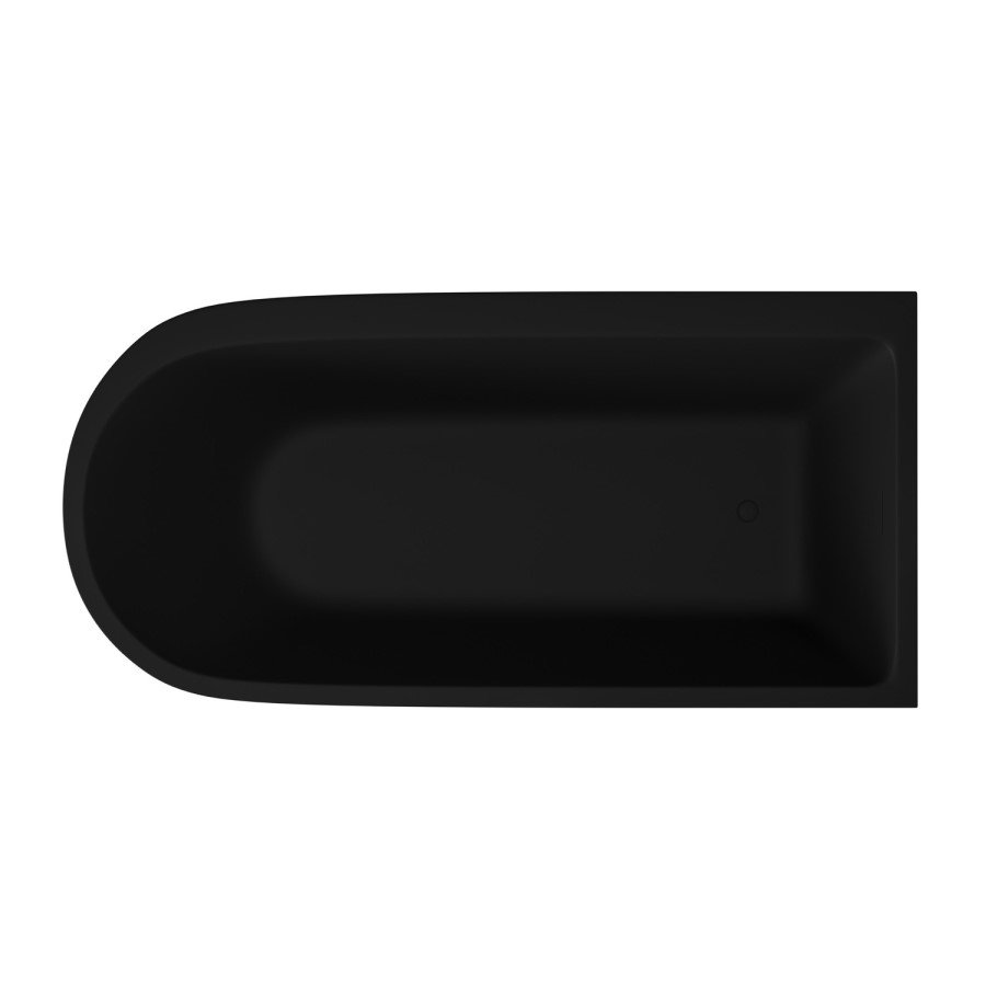 Matt Black Freestanding Shower Bath Single Ended Right Hand Corner with Brass Bath Screen 1650 x 800mm - Amaro