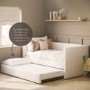 Single Day Bed with Pull Out Trundle in Cream Fabric - Amie