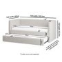 Single Day Bed with Pull Out Trundle in Cream Fabric - Amie