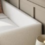 Single Day Bed with Pull Out Trundle in Cream Fabric - Amie
