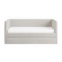 Single Day Bed with Pull Out Trundle in Cream Fabric - Amie