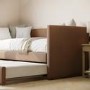 Chenille Single Day Bed with Pull Out Trundle in Burnt Orange - Amie