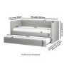 Single Day Bed with Pull Out Trundle in Light Grey Fabric - Amie