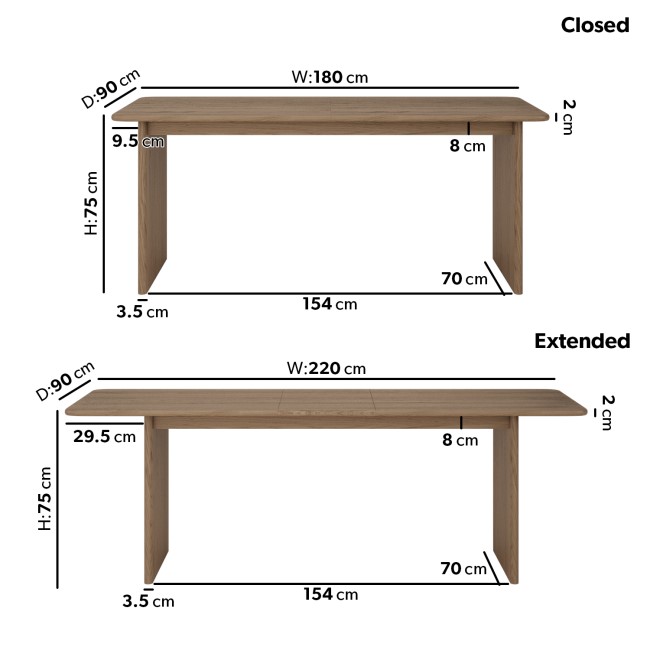 Large Weathered Oak Extendable Dining Table Set with 6 White Boucle Curved Chairs - Mia