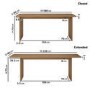 Rectangular Rustic Oak Extendable Dining Table Set with 5 Beige Upholstered Chairs & 1 Bench - Seats 8 - Mia