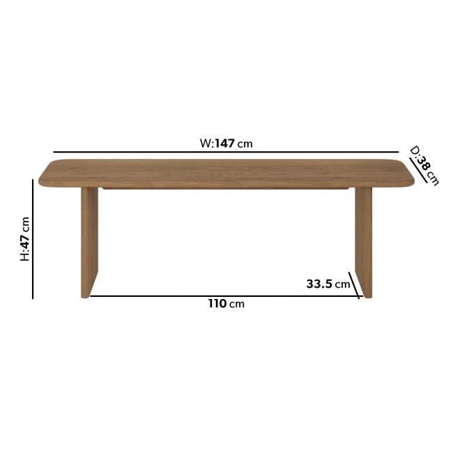 ONLY OPENED - Large Oak Dining Bench - Seats 3 - Mia