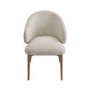 Set of 4 Beige Upholstered Curved Dining Chair with Solid Rustic Exposed Back - Kori