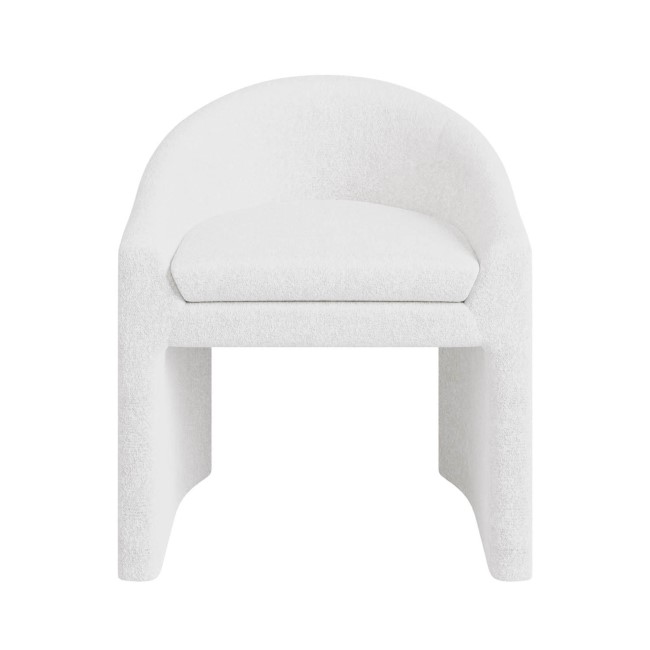 Upholstered White Boucle Curved Tub Dining Chair - Kelsey