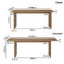 Large Weathered Oak Extendable Dining Table Set with 5 Beige Upholstered Curved Dining Chairs & 1 Bench - Mia