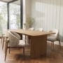 Weathered Oak Extendable Dining Table with 6 Jacquard Curved Dining Chairs -  Mia