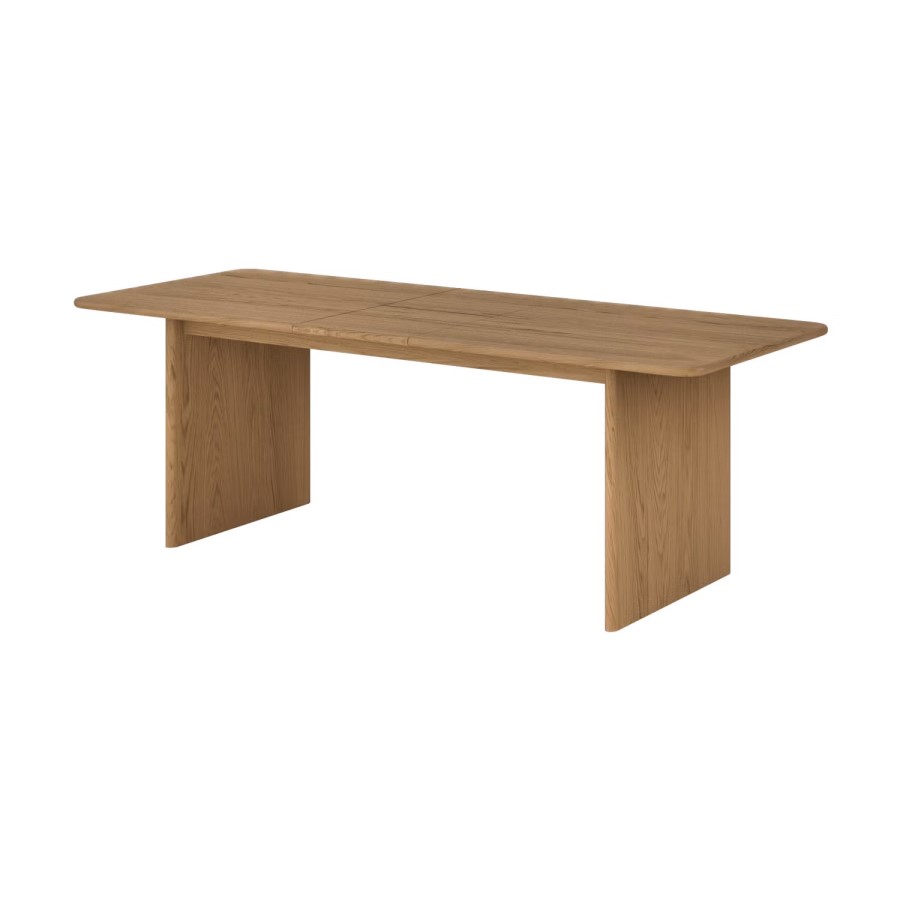Large Rectangular Rustic Oak Extendable Dining Table Set with 6 White Boucle Chairs - Seats 6 - Mia