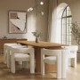 Extra Large Weathered Oak Dining Table Set with 8 White Boucle Curved Chairs - Mia