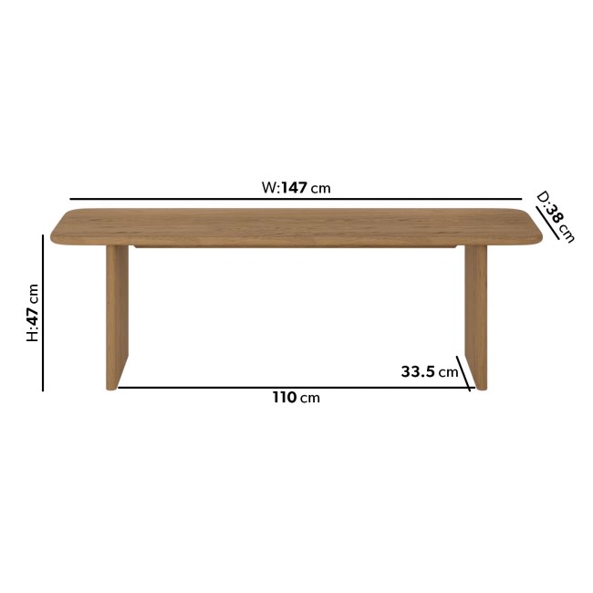 Large Oak Hallway Bench - Seats 3 - Mia