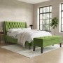 Olive Green Velvet Double Ottoman Bed with Legs - Amara