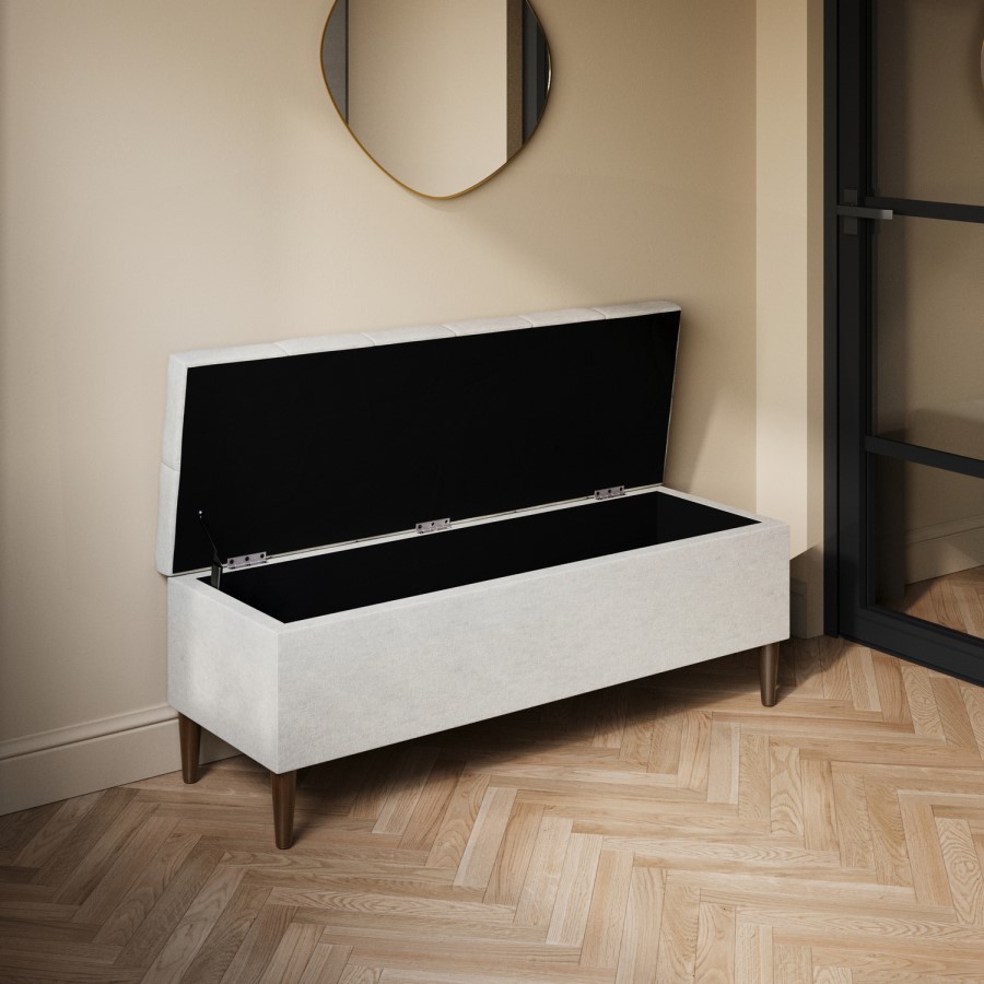 Cream Woven Ottoman Hallway Bench with Storage - Amara