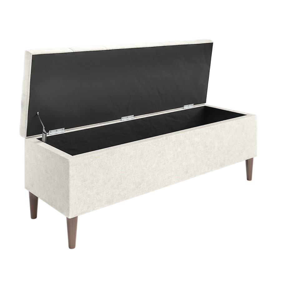Cream Woven Ottoman Hallway Bench with Storage - Amara