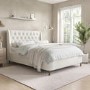 Cream Fabric Double Ottoman Bed with Legs - Amara