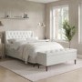 Cream Upholstered Double Ottoman Bed with Blanket Box - Amara