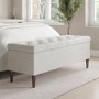 Cream Upholstered Double Ottoman Bed with Blanket Box - Amara