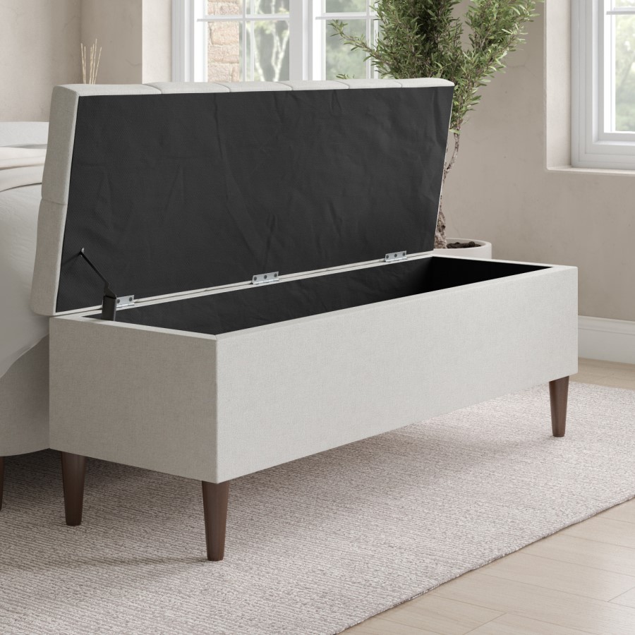 ALMOST PERFECT - Ottoman Storage Blanket Box in Cream Fabric - Amara