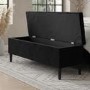 Cushioned Ottoman Storage Bench in Black Velvet - Amara