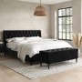 Black Velvet Super King Ottoman Bed with Blanket Box - Amara