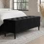 Black Velvet King Size Ottoman Bed with Blanket Box - Amara
