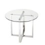 Round Glass Dining Table with 4 Mink Velvet Cantilever Dining Chairs - Alana Boutique