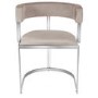 Round Glass Dining Table with 4 Mink Velvet Cantilever Dining Chairs - Alana Boutique
