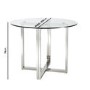 Round Glass Dining Table with 4 Grey Velvet Cantilever Dining Chairs - Alana Boutique