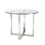 Round Glass Dining Table with 4 Grey Velvet Cantilever Dining Chairs - Alana Boutique