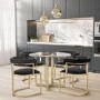 Round Glass Dining Table with 4 Black Velvet Cantilever Dining Chairs -  Alana Boutique