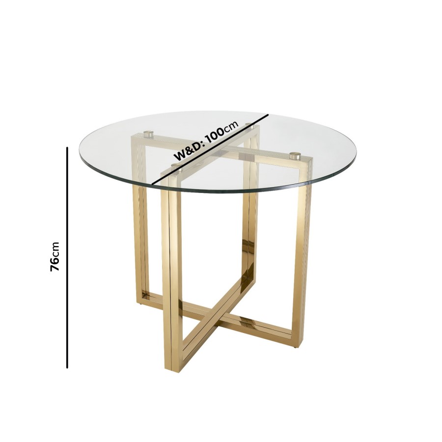 Round Glass Dining Table with 4 Black Velvet Cantilever Dining Chairs -  Alana Boutique