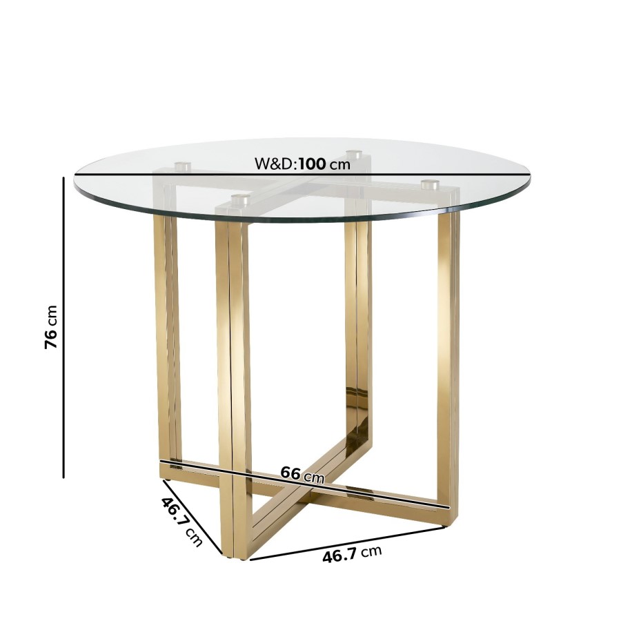 Round Glass Table & 4 Cream Boucle Dining Chairs with Brass legs - Alana Boutique