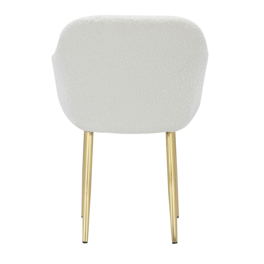 Round Glass Table & 4 Cream Boucle Dining Chairs with Brass legs - Alana Boutique