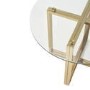 Round Glass Table with Gold Legs & 4 Navy Velvet Swivel Dining Chairs - Alana Boutique