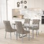 Rectangle Glass Top Dining Table with 4 Mink Velvet Dining Chairs - Alana Boutique