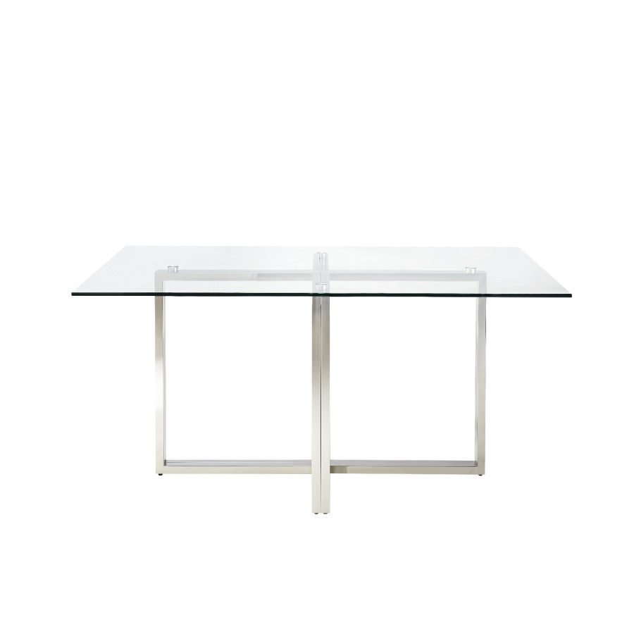 Rectangle Glass Top Dining Table with 4 Mink Velvet Dining Chairs - Alana Boutique