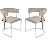 Grade A2 - Set of 2 Mink Velvet Cantilever Dining Chairs - Alana Boutique