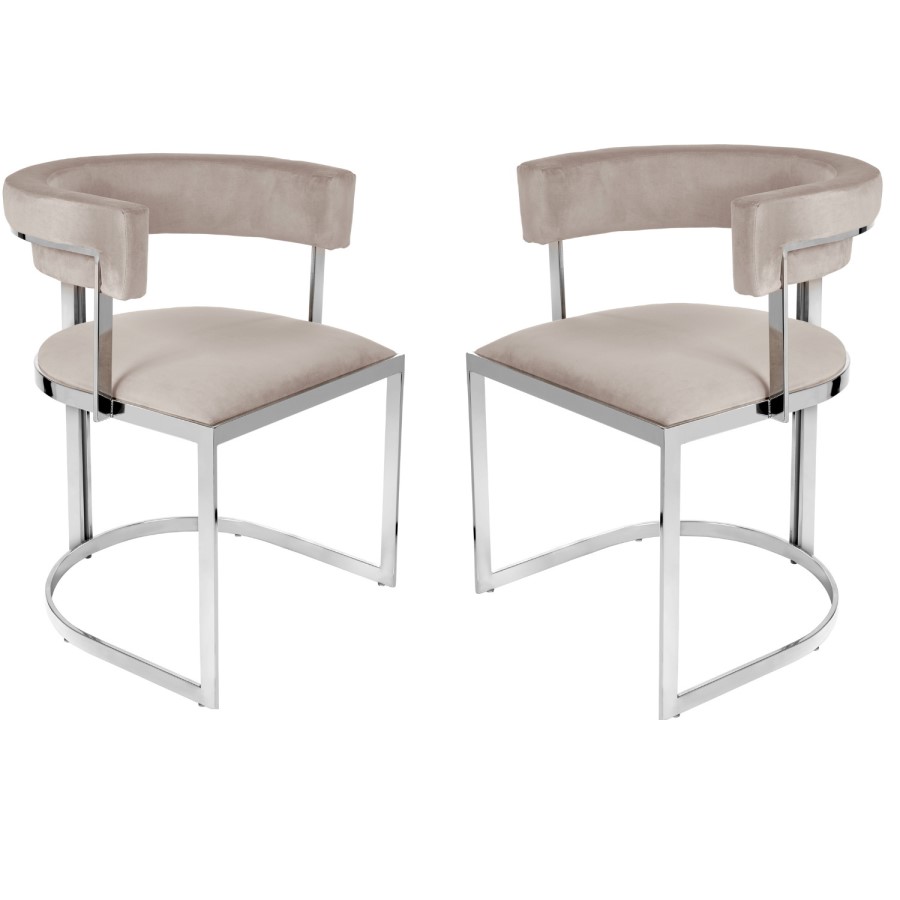 Grade A2 - Set of 2 Mink Velvet Cantilever Dining Chairs - Alana Boutique