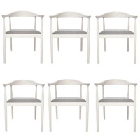 Set of 6 Wooden White Wash Carver Dining Chairs - Anders