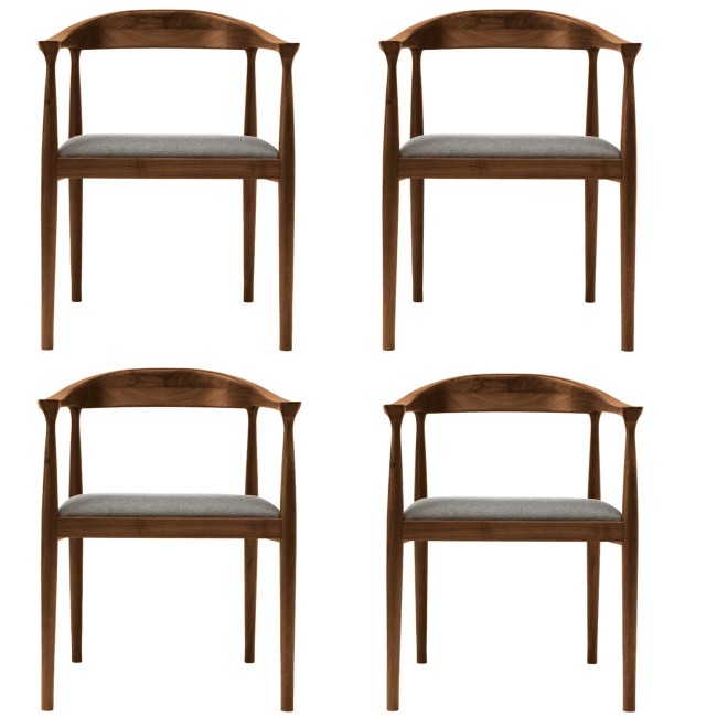 Set of 4 Walnut Carver Dining Chairs with Woven Seat - Anders