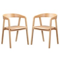 Set of 2 Solid Oak Carver Dining Chairs - Anders