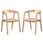 Set of 2 Solid Oak Carver Dining Chairs - Anders