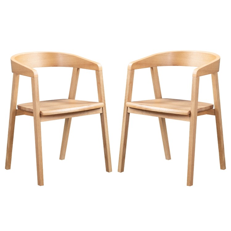 Set of 2 Solid Oak Carver Dining Chairs - Anders