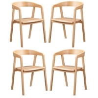 Set of 4 Solid Oak Carver Dining Chairs - Anders