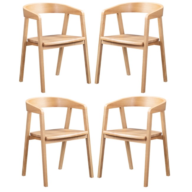 Set of 4 Solid Oak Carver Dining Chairs - Anders - Furniture123