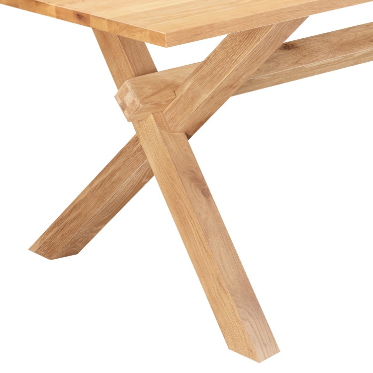 Oak Cross Leg Dining Table with 8 Oak Dining Chairs - Anders